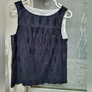 Navy eyelet top